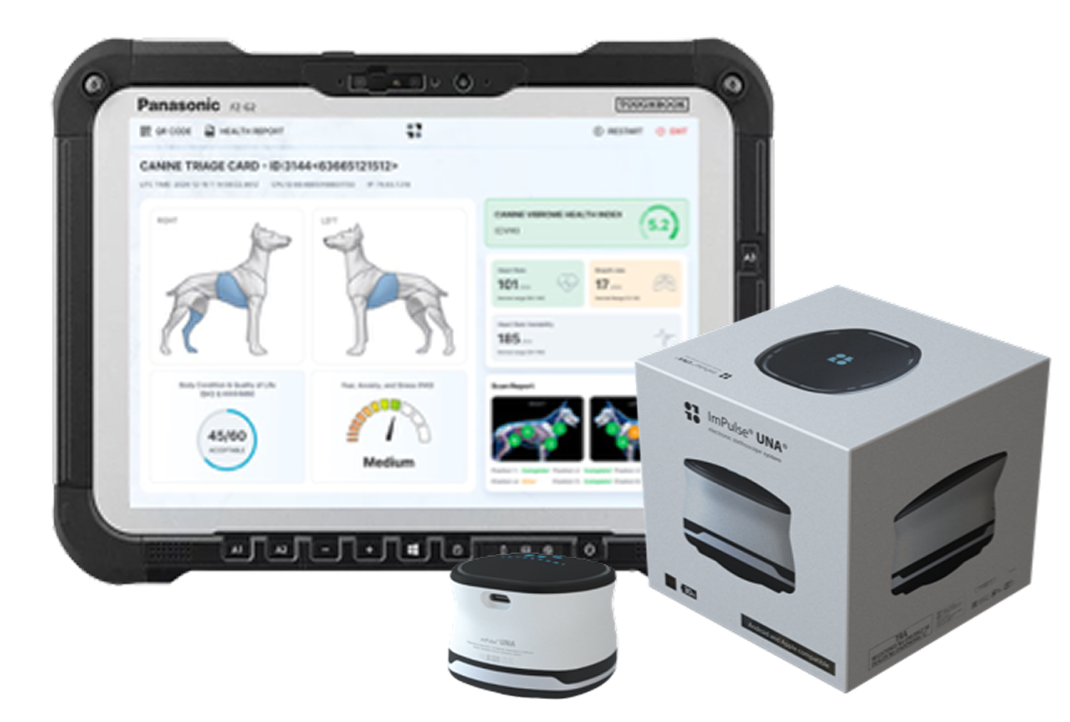 Quantum K9 imPulse® UNA non-invasive K9 biosignature sensor for real-time working dog health monitoring